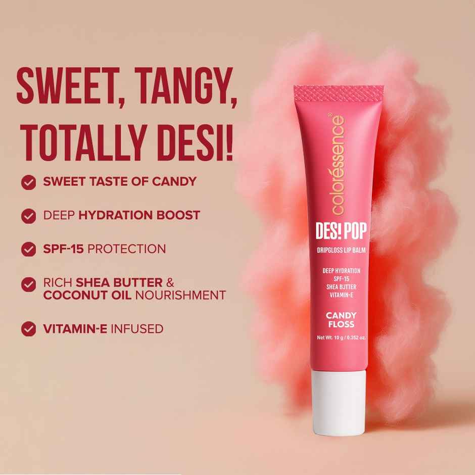 Coloressence Desi Pop Drip Gloss Lip Balm - Candy Floss | Hydration + SPF 15