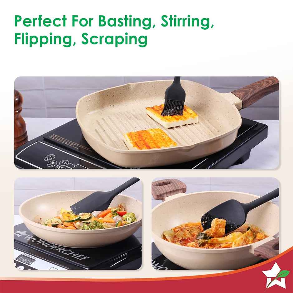 Wonderchef Ambrosia Silicone Kitchen Tools Set Of 3 Pcs. | Spatula, Spoon, Brush