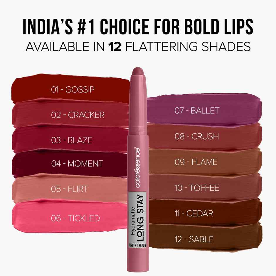 Coloressence Hydramatte Long Stay Lippie Crayon | Intense Pigment, All-Day Comfort | Cracker