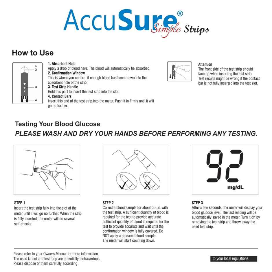 AccuSure Simple Blood Glucose Test Strip (Only Strip)