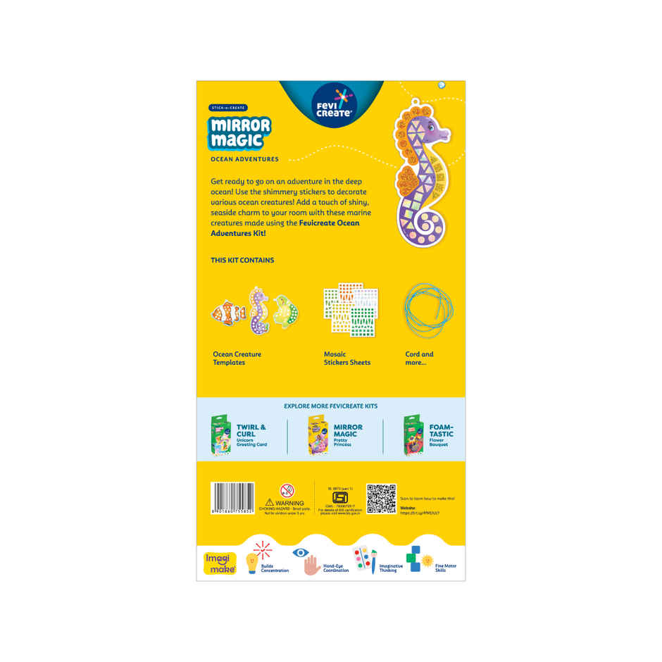 Fevicreate Stick-n-Create Mirror Magic Ocean Adventures Kit Sparkly Stickers | 3+ years
