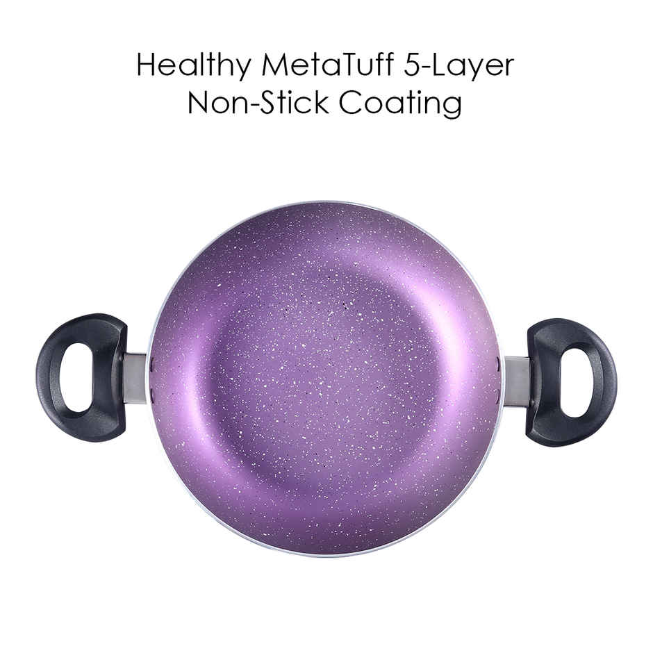 Wonderchef Tivoli Non-Stick Kadhai | 24 cm | 2 L | Glass Lid | Induction Compatible