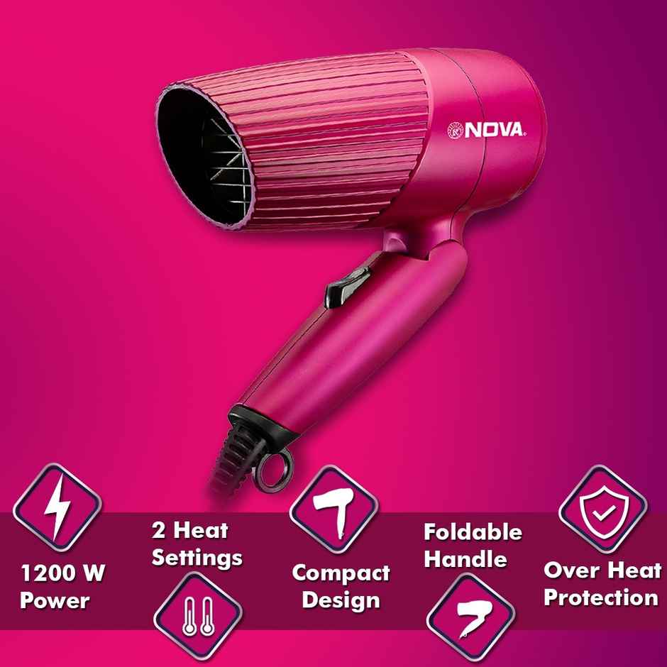 Nova Nhp 8207 Hair Dryer (1200 W, Fuchsia)