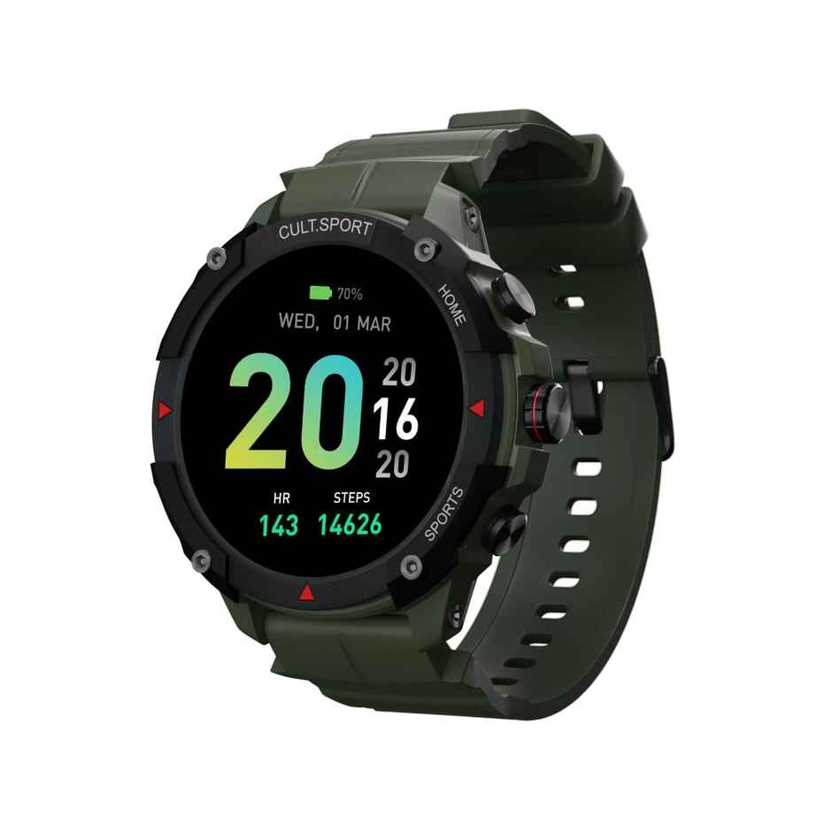 Cultsport Ranger XR 1.43" AMOLED Display Outdoor Rugged Smartwatch, BT Calling, Big Battery (Green)