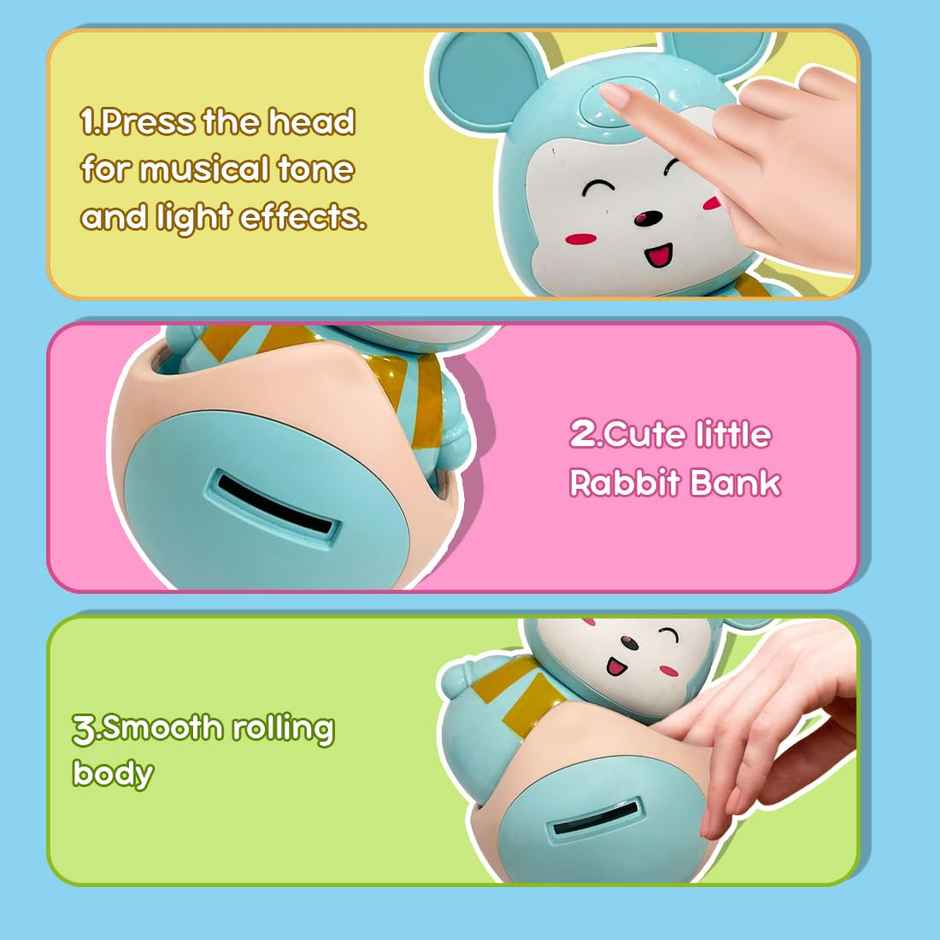 Wembley 2 In 1 Baby Roly Poly Money/Piggy Bank Musical Toys For Kids With Light And Sound