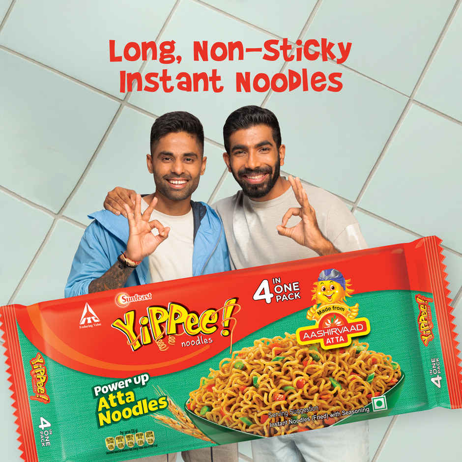Yippee Power Up Atta Noodles| Made with Aashirvaad Atta| 4 in 1