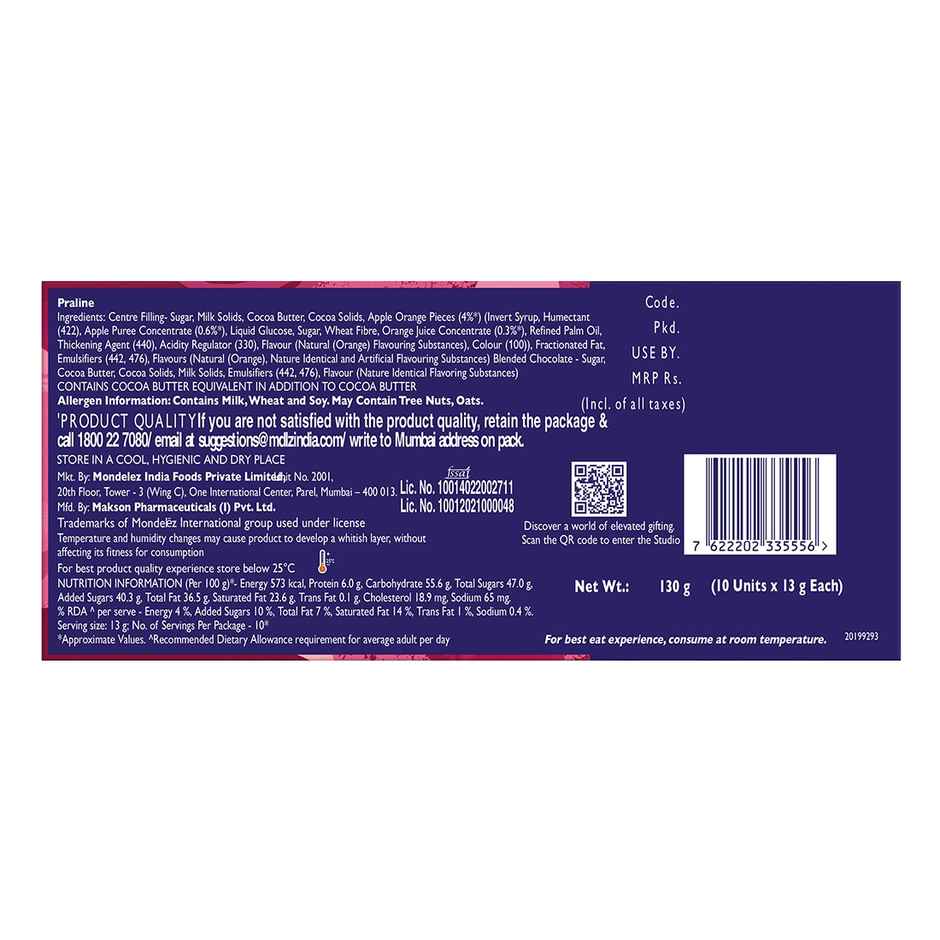 Cadbury Studio Chocolat A L'Orange Signature Pralines Chocolate