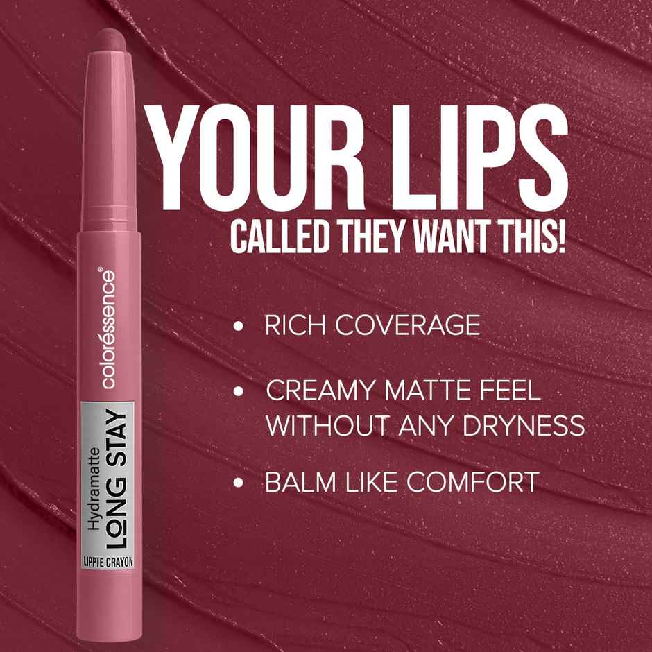 Coloressence Hydramatte Long Stay Lippie Crayon | Intense Pigment, All-Day Comfort | Crush