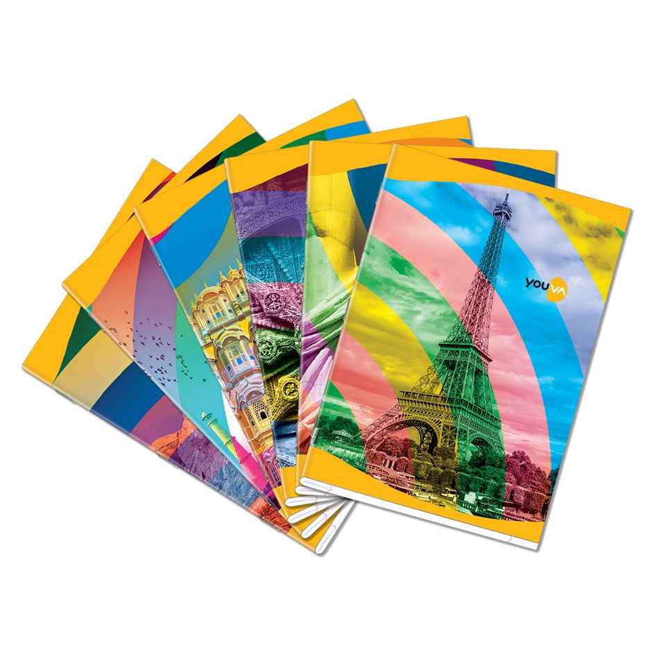 Navneet Youva Soft Bound Long Book Single Line | A4 Size - 21 cm x 29.7 cm, 140 Pages , Assorted