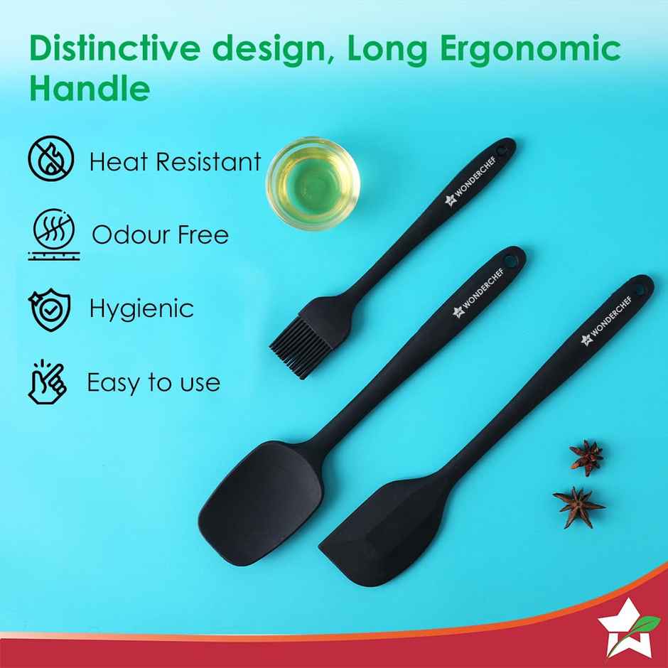 Wonderchef Ambrosia Silicone Kitchen Tools Set Of 3 Pcs. | Spatula, Spoon, Brush