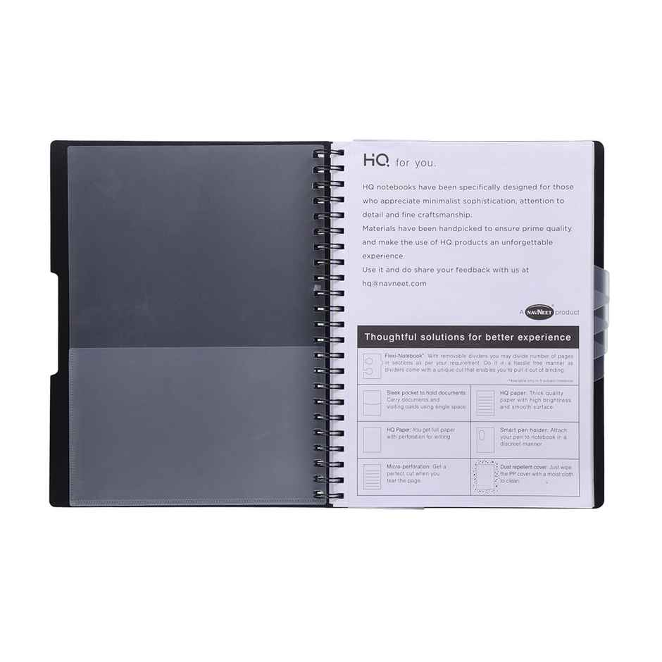 Navneet HQ 5 Subject Wiro Bound Single Line Book | Black | 29.7 x 21 cm | 300 Pages