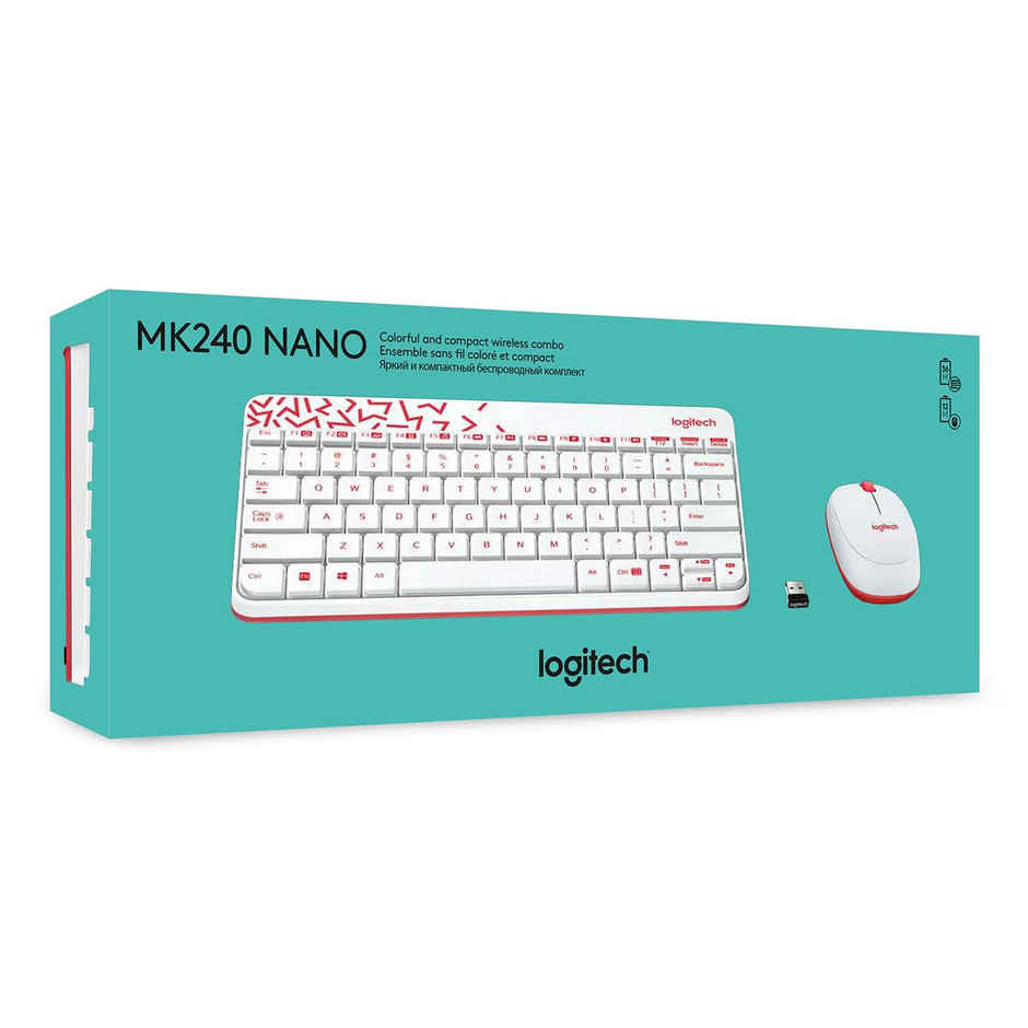 Logitech Mk240 Wireless Keyboard And Mouse Combo-White/Red
