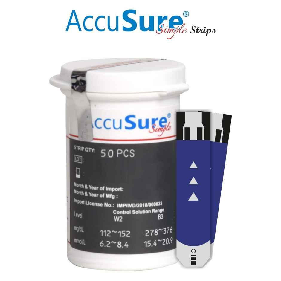 AccuSure Simple Blood Glucose Test Strip (Only Strip)