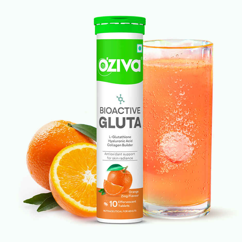 OZiva Bioactive Glutathione Effervescent Tablets for Skin Glow | Orange