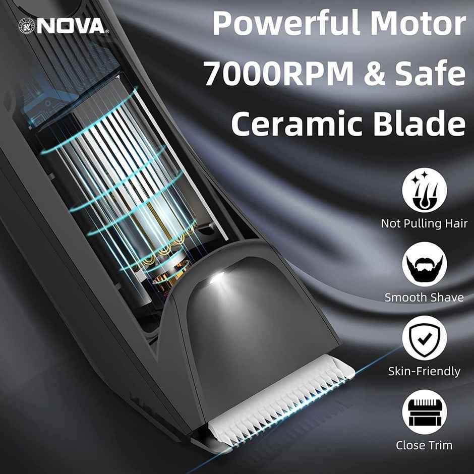 Nova Nht 1043 Head To Toe Trimmer 120 Min Runtime 6 Length Settings (Black) USB to Type-C Charging