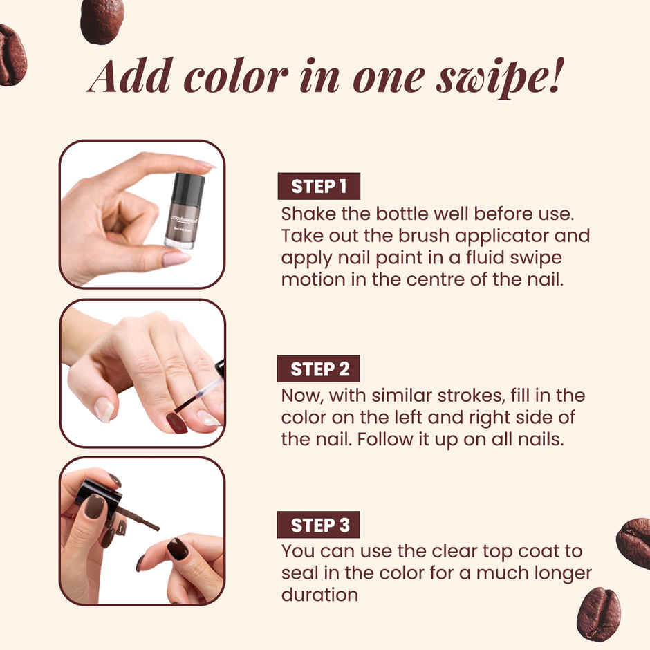 Coloressence Coffee Coats Nail Paint Kit with Free Remover |Glossy Finish|Quick Dry|Chip-Resistant