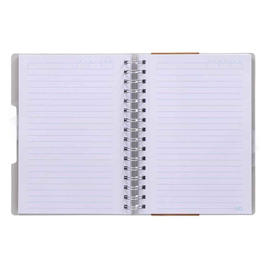 Navneet HQ | Five Subject Book White Wiro Bound Single Line A5 Size - 21 cm x 14.8 cm 300 Pages