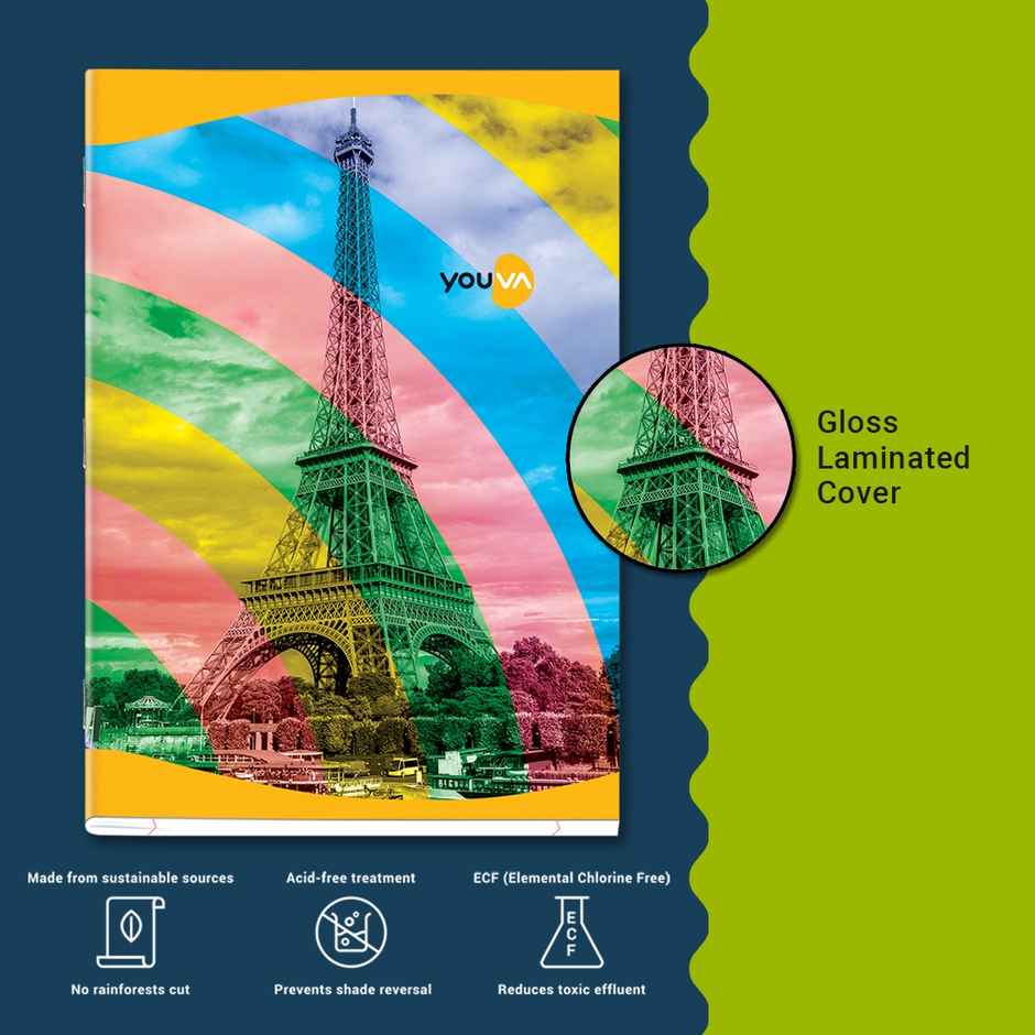 Navneet Youva Soft Bound Long Book Single Line | A4 Size - 21 cm x 29.7 cm, 140 Pages , Assorted