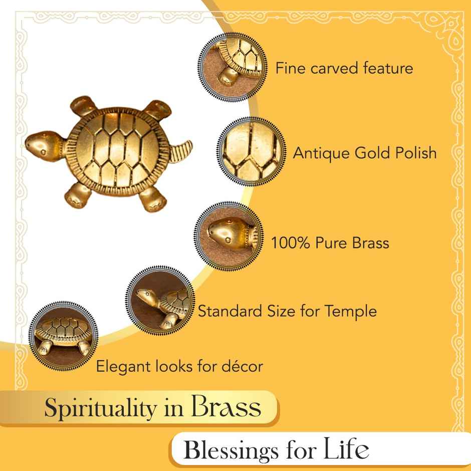 Ekhasa Brass Feng Shui Tortoise For Good Luck | Small Size | Vastu Items For Home For Good Luck
