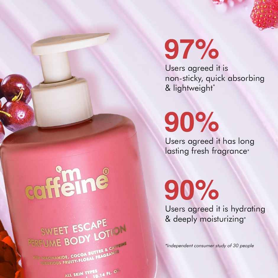 mCaffeine Sweet Escape Perfume Body Lotion With Niacinamide - Cocoa Butter| Fruity-Floral Fragrance