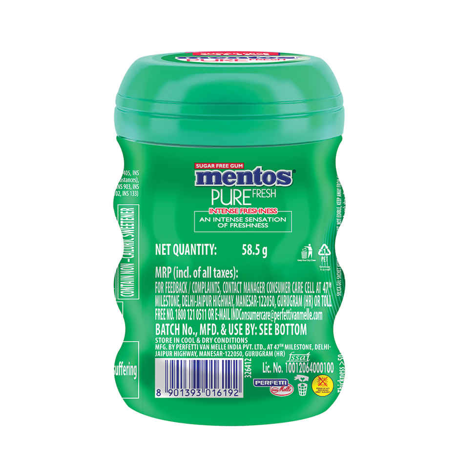 Mentos Pure Fresh Sugarfree Spearmint Chewing Gum Pocket Bottle