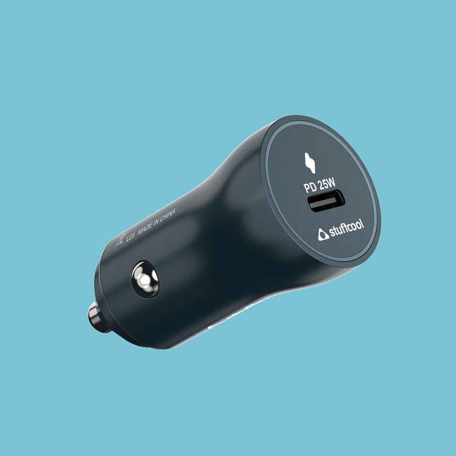 Stuffcool Ultimus 25W Type C Port car Charger. Supports PPS Super Fast Charging PD Charging, Charges iPhone and Pixels 50% in 30 mins, Super Compact Shape Aluminium Body - Green