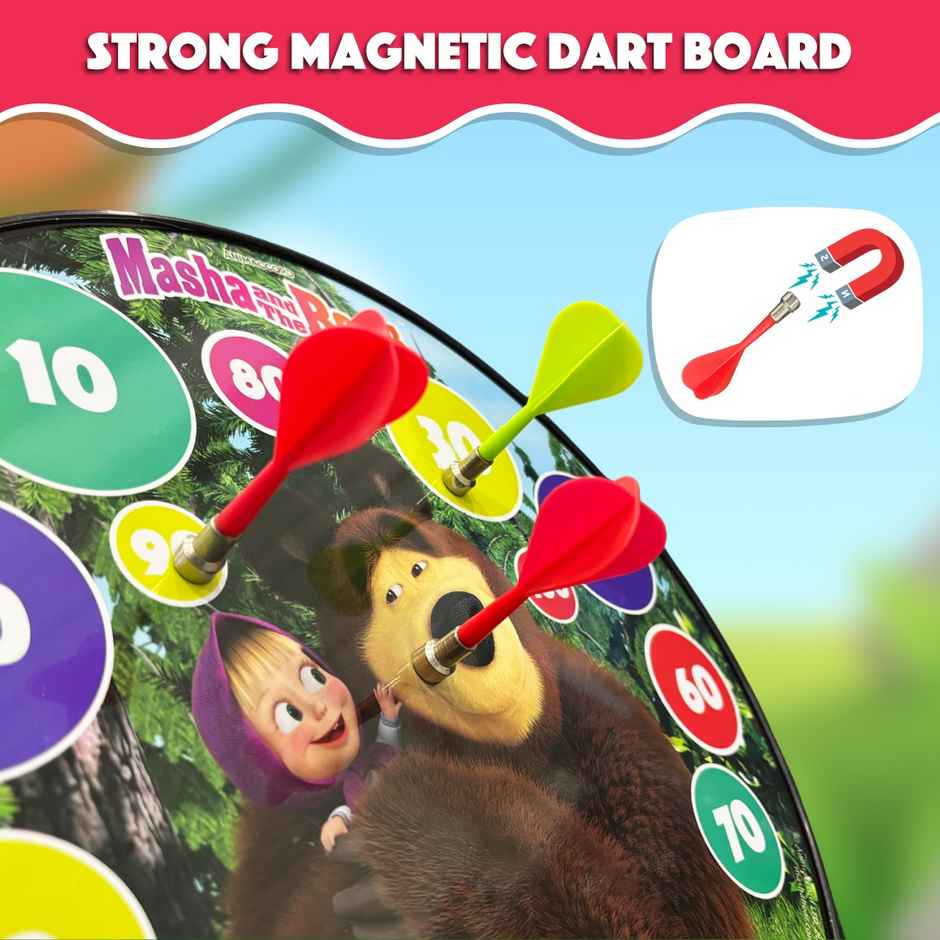 Wembley Masha N Bear - Dart Board with Dart for Kids & Adults with 6 Magnet Darts Wembley