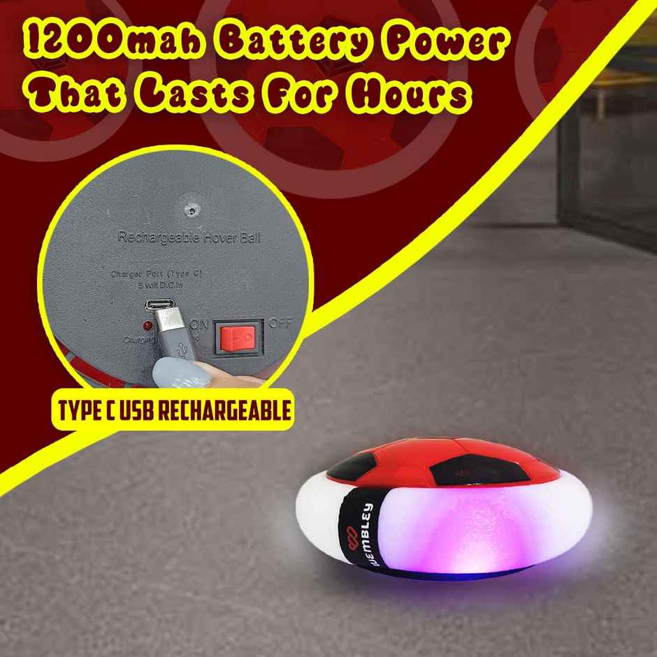 Wembley C-Type Usb Rechargeable Battery Powered Hover Football Indoohover Ball Soccer - Red