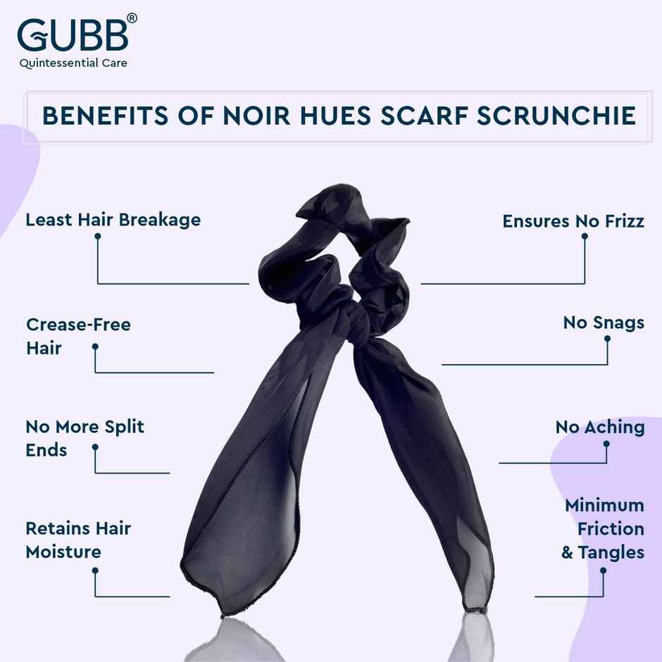 GUBB Noir Hues Scarf Scrunchie | Stylish Hair Accessory