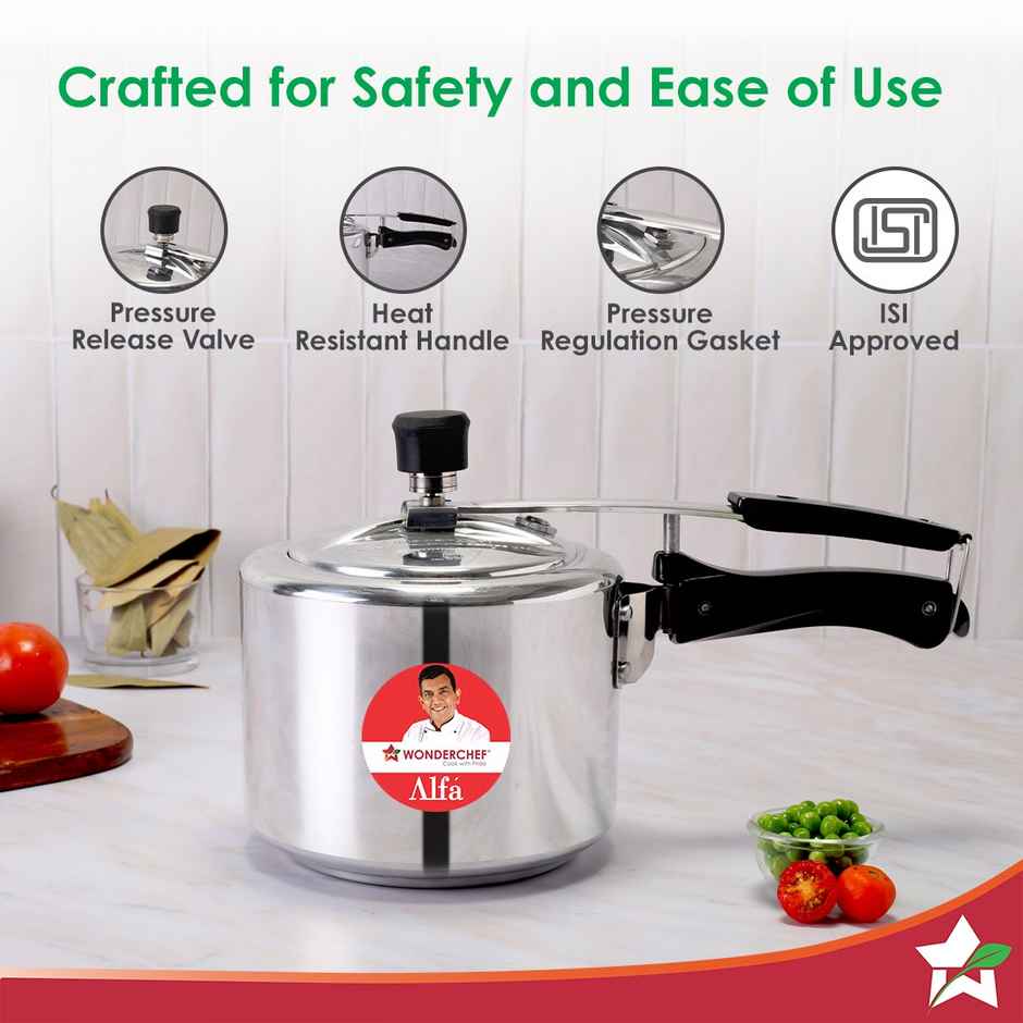 Wonderchef Alfa Aluminium Inner Lid Pressure Cooker | 3 Litre