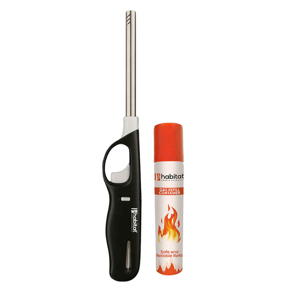 Habitat High Quality Flame Gas Stove Lighter With Refill Pack | Safety Lock | Adjustable Flame