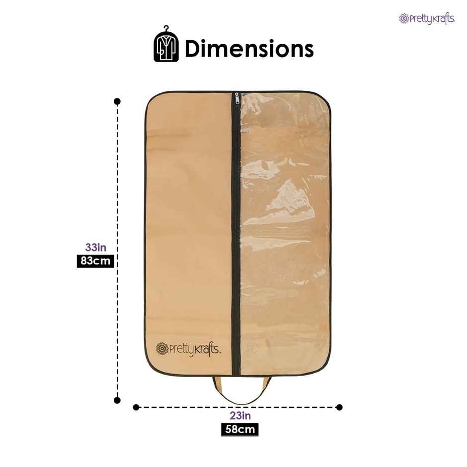 PrettyKrafts Coat & Blazer Covers | Wardrobe Organiser with Clear Front - Beige & Brown