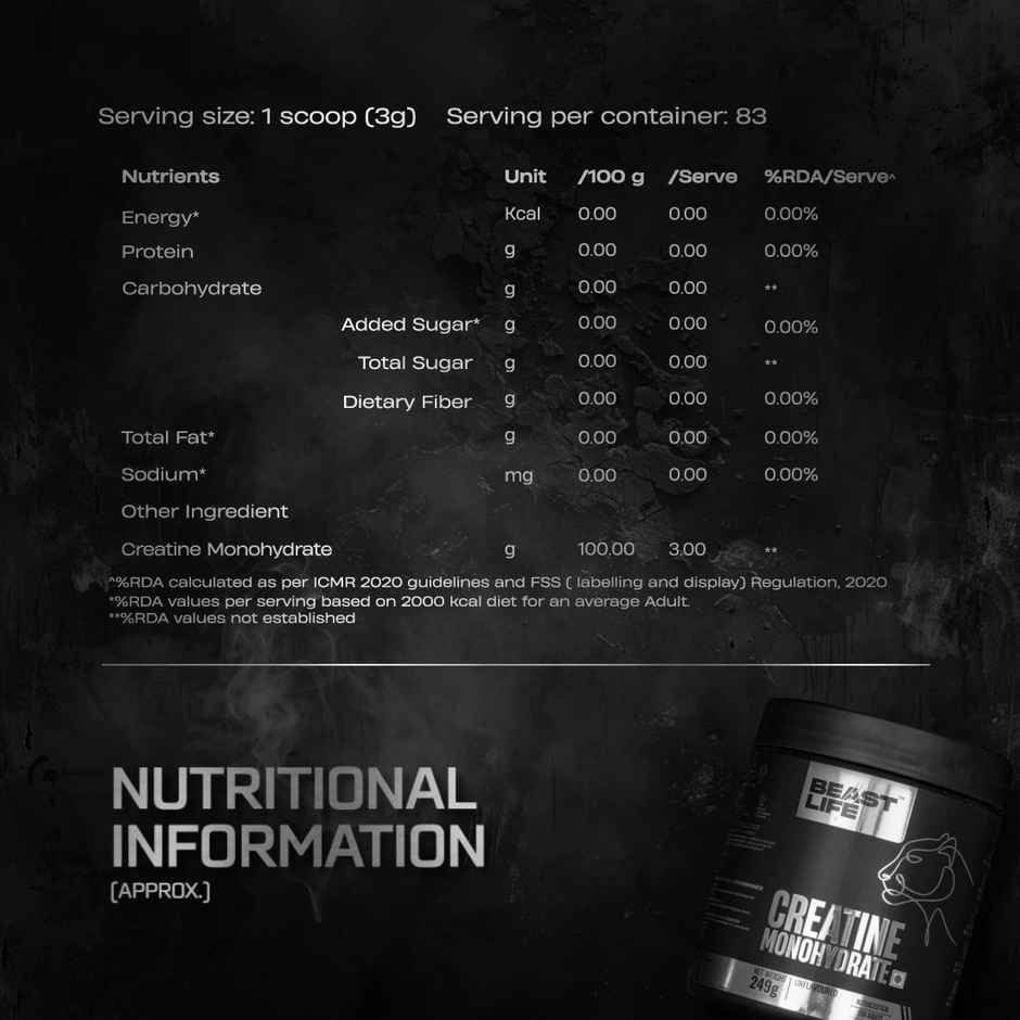 Beast Life Super Micronized Creatine Monohydrate