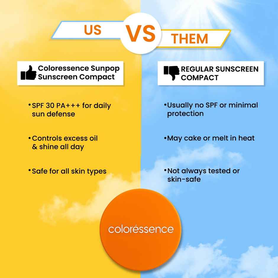 Coloressence Sun Pop Sunscreen Compact SPF 30 PA+++ | Matte Finish with Oil Control