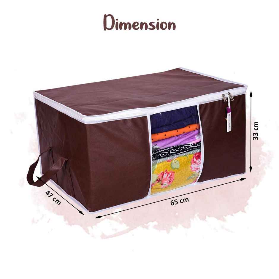 Prettykrafts Underbed Storage Bag | Storage Organizer | Blanket Cover | Set of 3 pcs - Brown