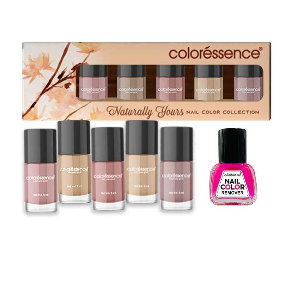Coloressence Nail Paint Kit | Free Nail Paint Remover | Naturally Yours | Multicolour