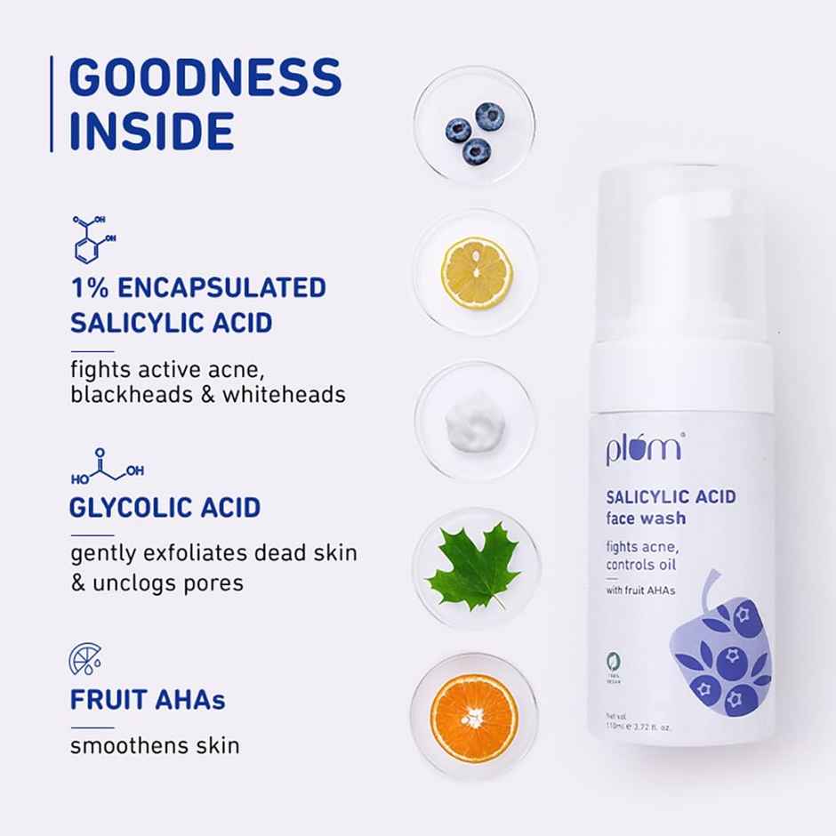 Plum 1% Encapsulated Salicylic Acid Foaming Face Wash With Glycolic Acid
