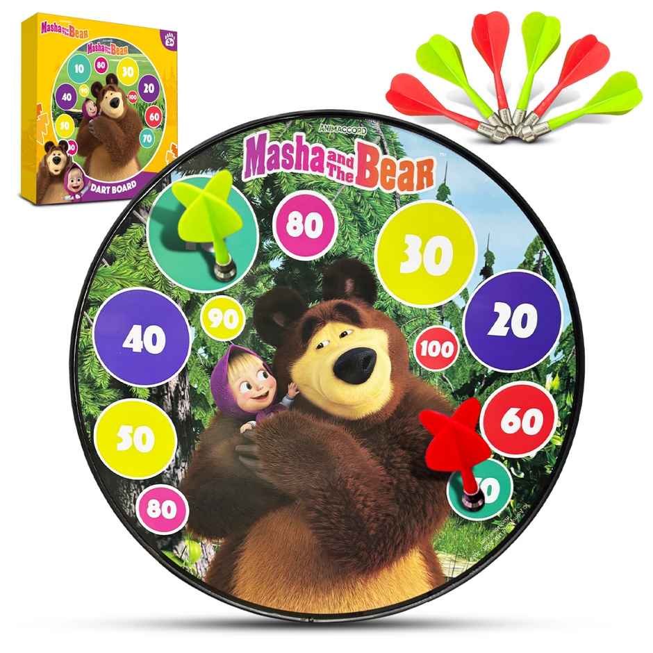 Wembley Masha N Bear - Dart Board with Dart for Kids & Adults with 6 Magnet Darts Wembley