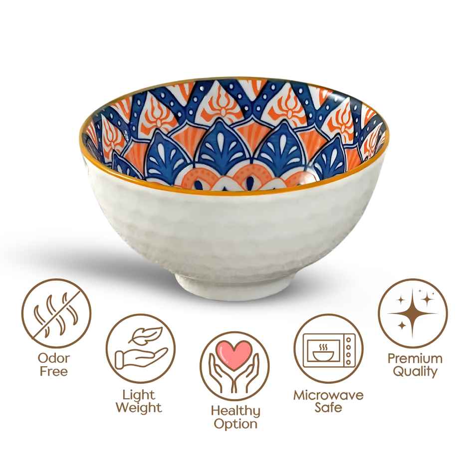Femora Porcelain Bowl Set | Microwave & Dishwasher Safe | BPA & Lead-Free Bowls | Mandala Print