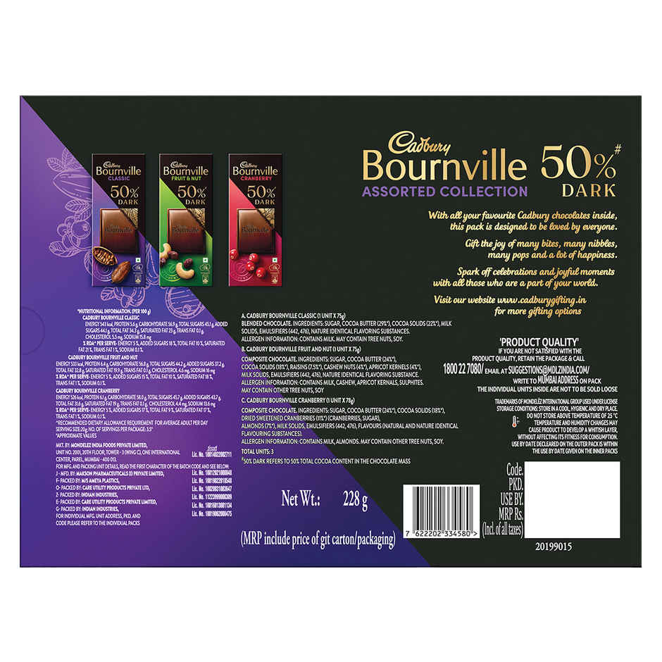 Cadbury Bournville Dark Chocolate Assorted Collection Diwali Gift Pack Combo