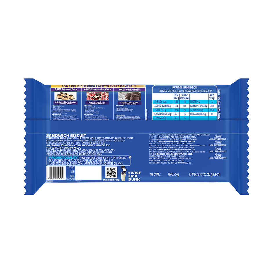 Cadbury Oreo Vanilla Flavour Creme Sandwich Biscuit Mega Family Pack