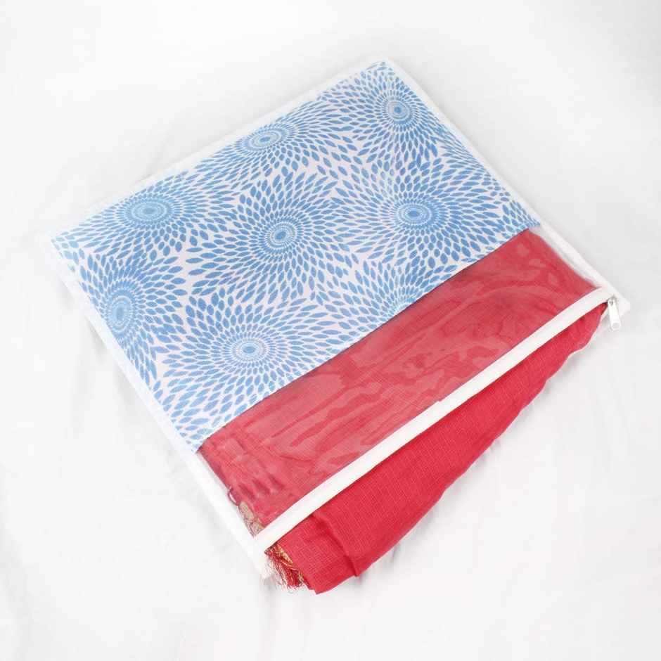 PrettyKrafts Blue Saree Covers | Cloth Covers for Sari & Wardrobe Storage - Transparent