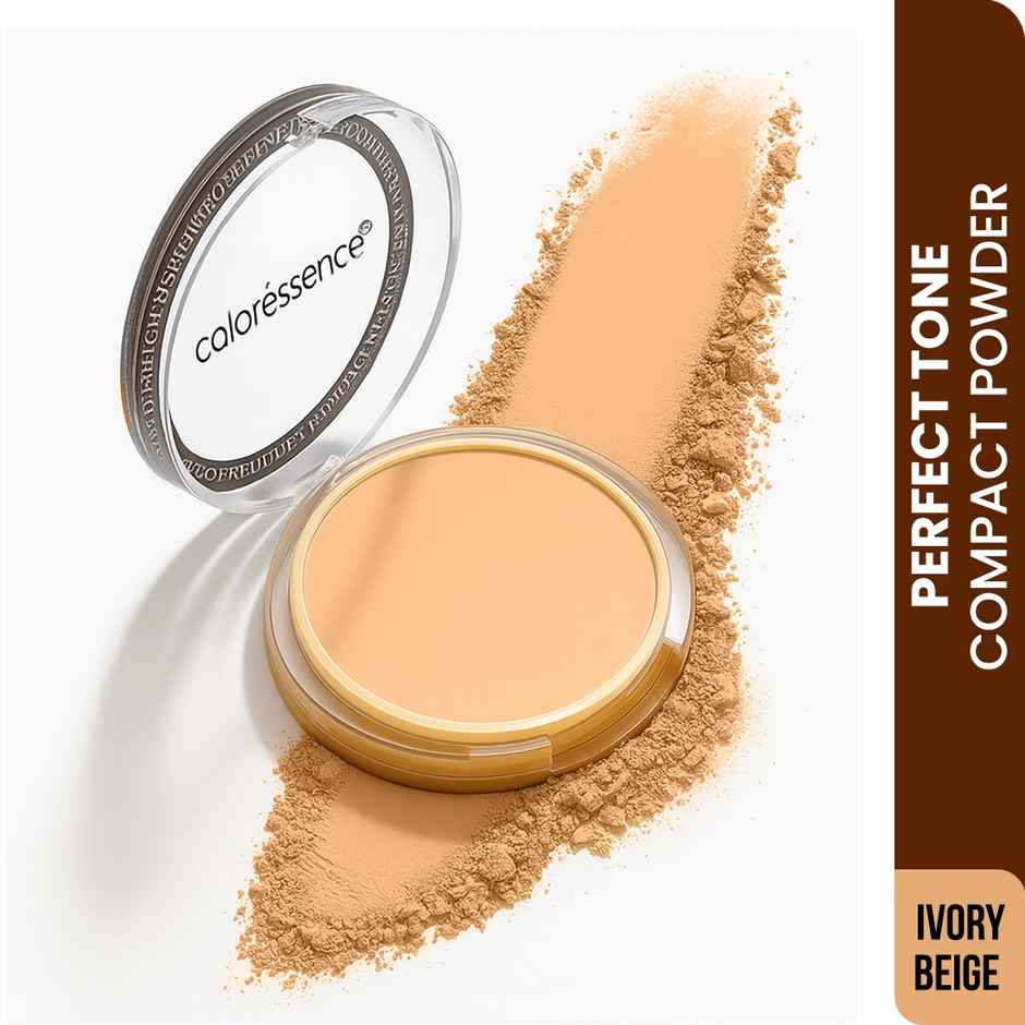 Coloressence Perfect Tone Compact Powder with Puff|Ivory Beige|Lightweight|Long Lasting|Sweatproof