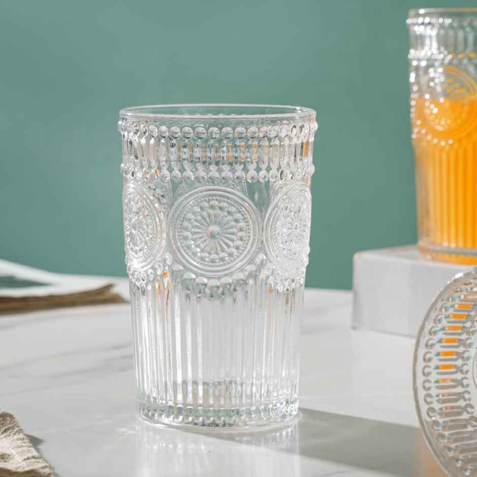 Nestasia Embossed Drinking Glasses - Set of 6 (250ml)