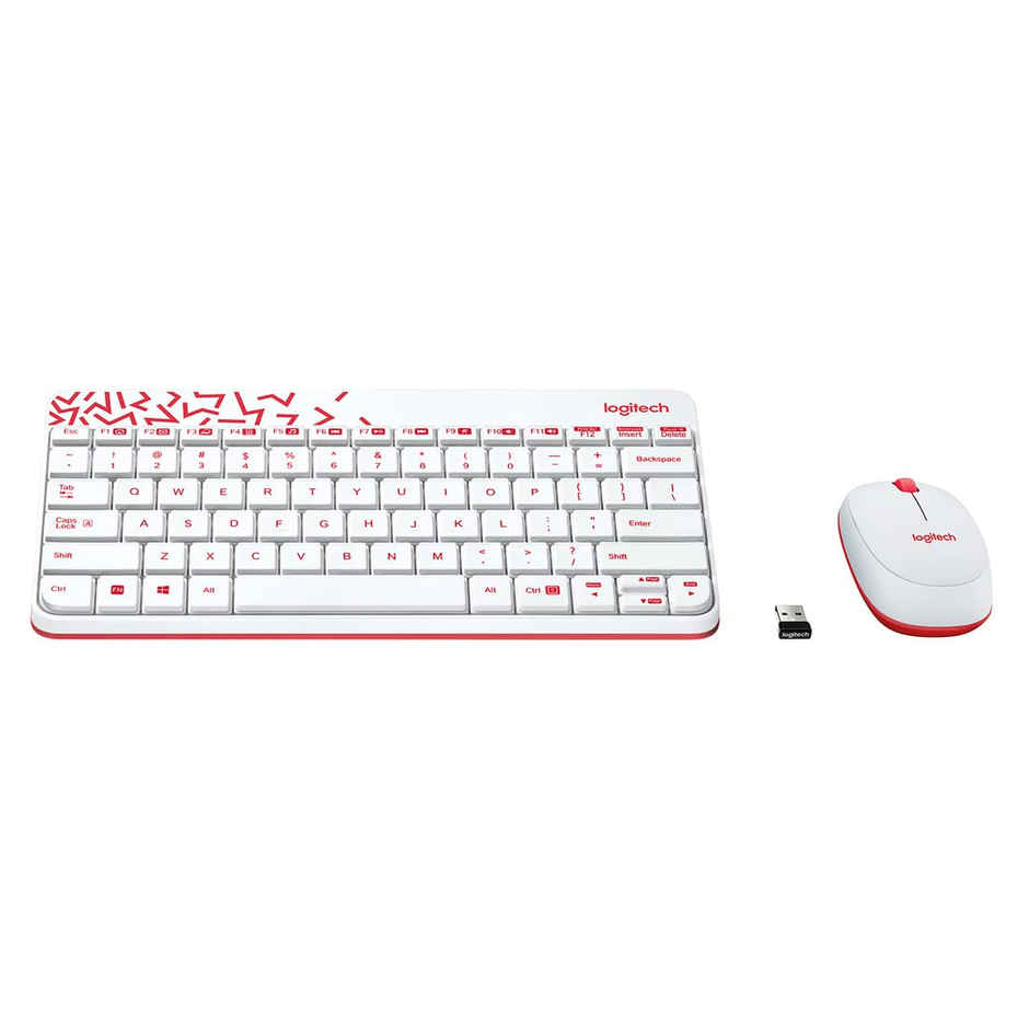 Logitech Mk240 Wireless Keyboard And Mouse Combo-White/Red