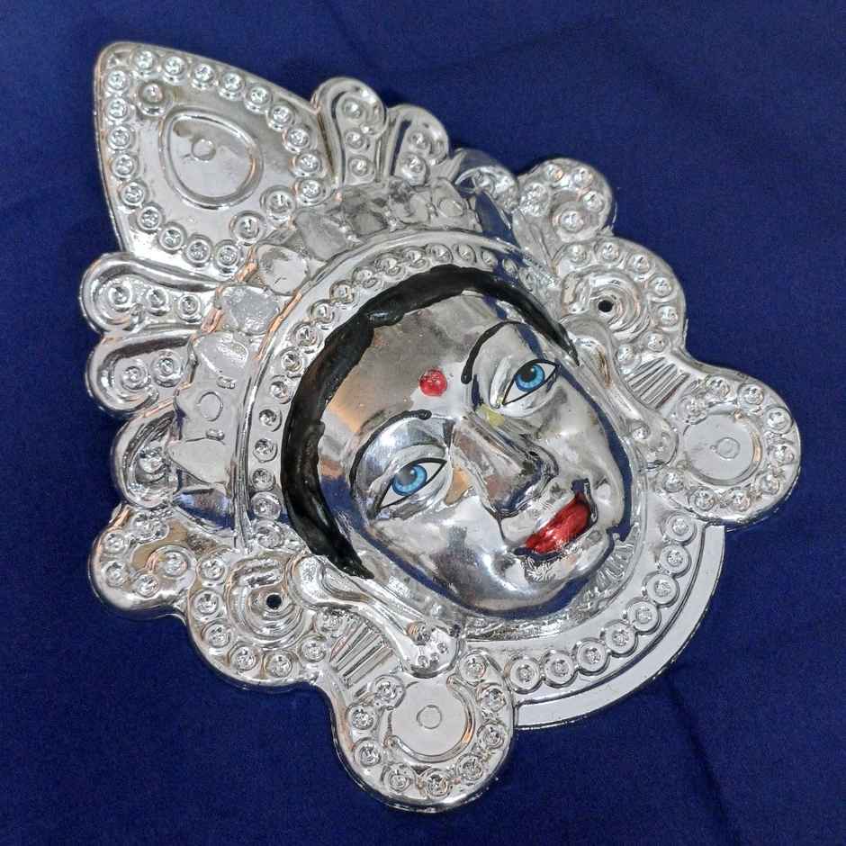 Plastic Durga Face Mukut Idol | Silver | One Size | Gullak