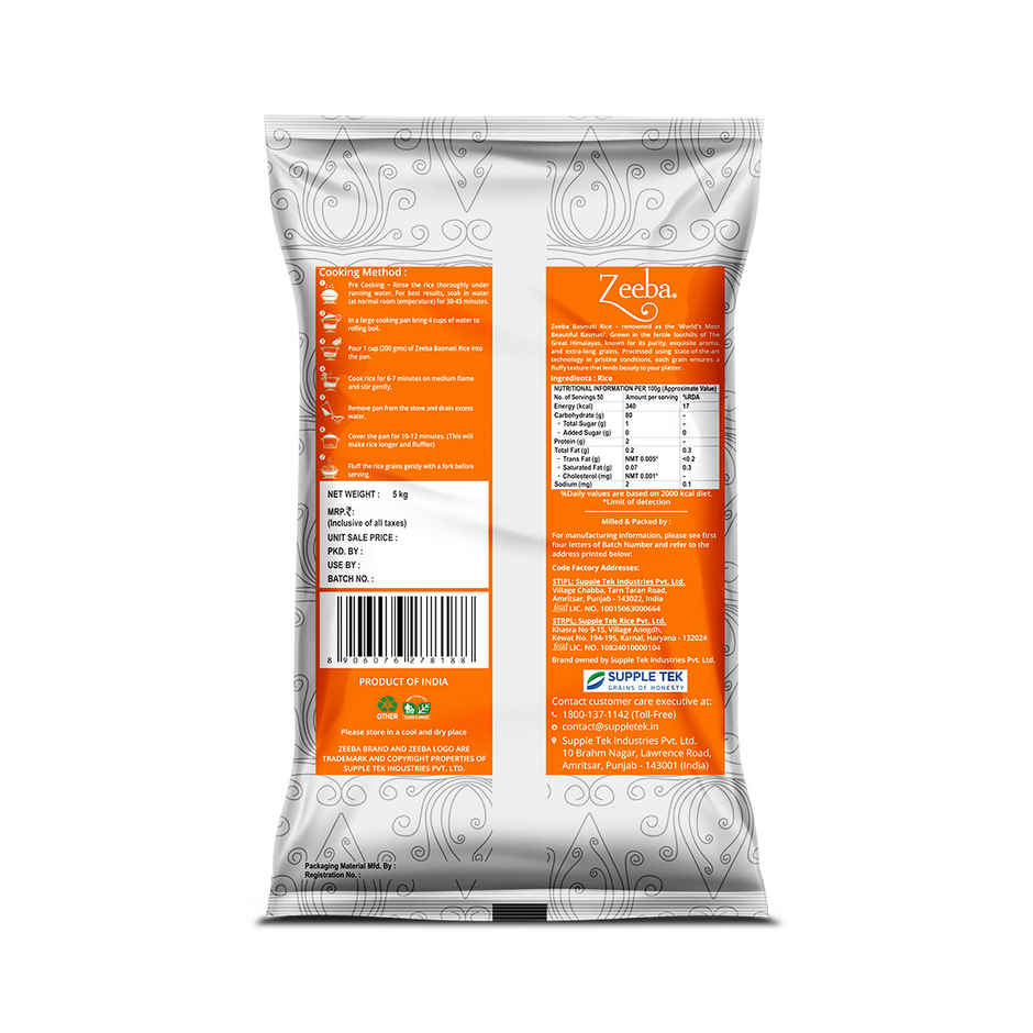 Zeeba Dubar Basmati 1121 Steam | Short Grain