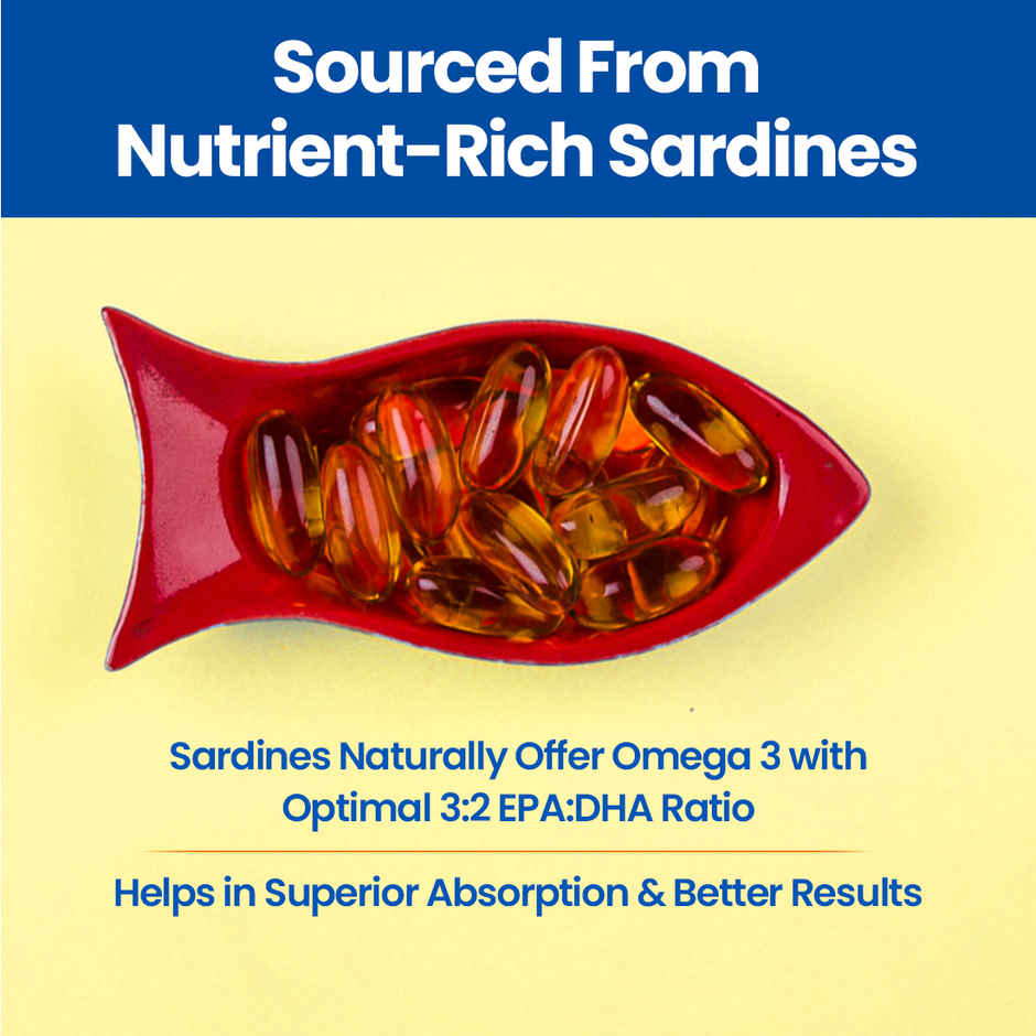 Fast&Up 1250 mg Omega 3 Fish Oil Capsules - No Fishy Burp and No Aftertaste