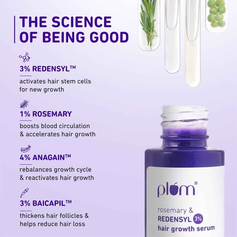 Plum Rosemary & 3% Redensyl Hair Growth Serum With 4% Anagain 3% Baicapil & Ginseng Extract