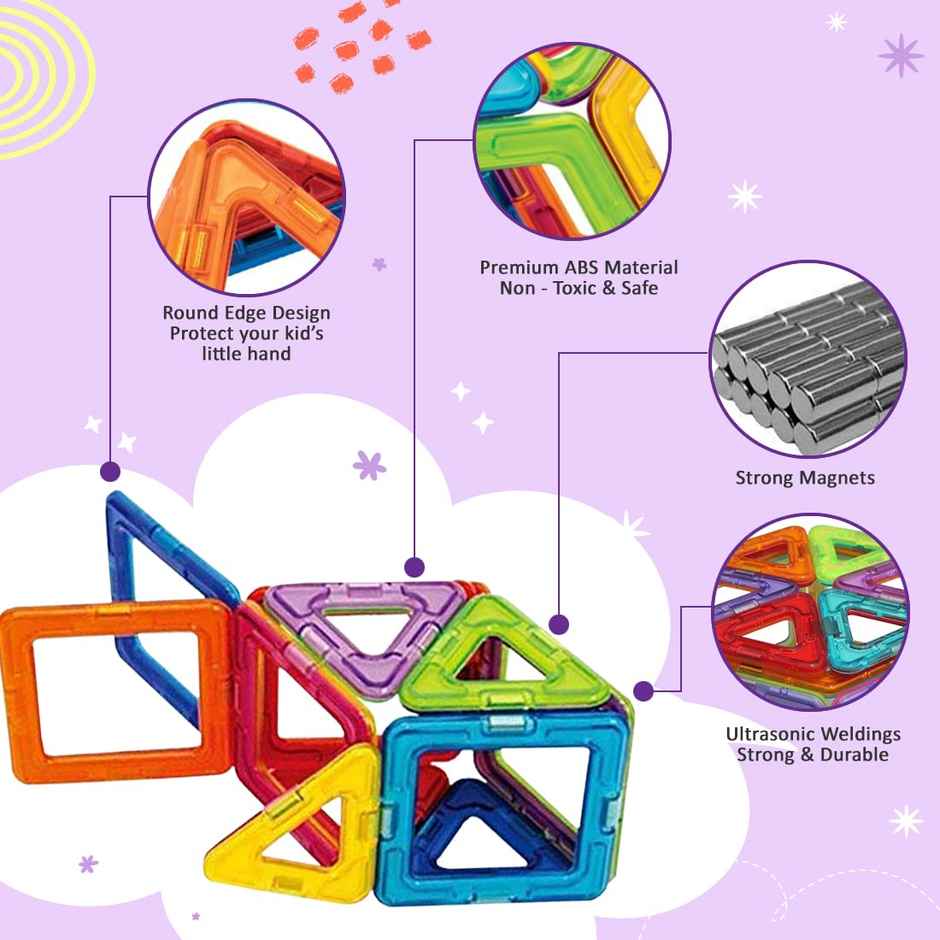 Wembley Magnetic Blocks For Boys & Girls | Magnetic Toys For Kids 4-10 Years- 20 Pcs,Multicolor